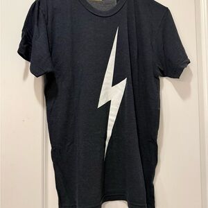 Aviator Nation Black Tee with White Lightning Bolt